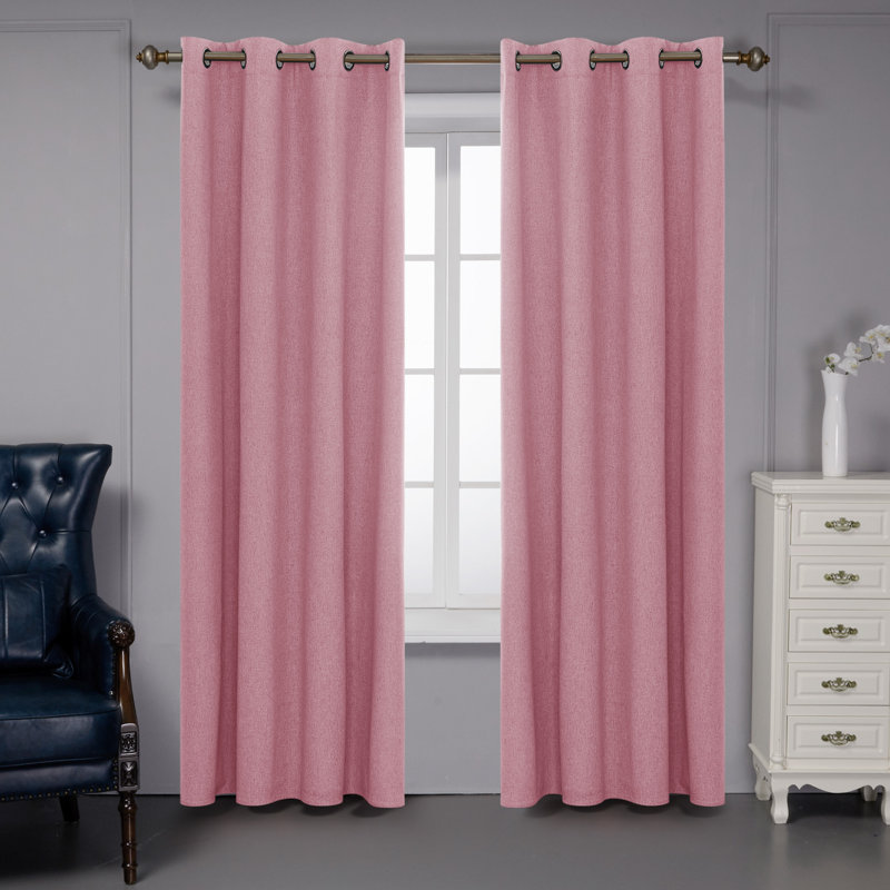 Ipswich Blackout Thermal Grommet Curtain Panels, 52" W x 54" L, Pink