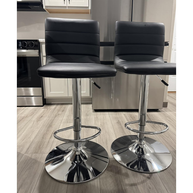 Ensemble de 2 tabourets de bar Pu, Argent argent
