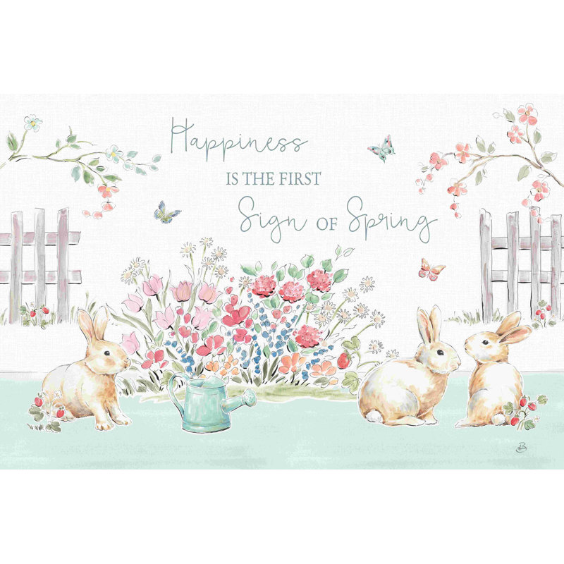 «Springtime IV» par Daphne Brissonnet, art textuel sur toile tendue, H 8 po x l 12 po, Non, Toile tendue