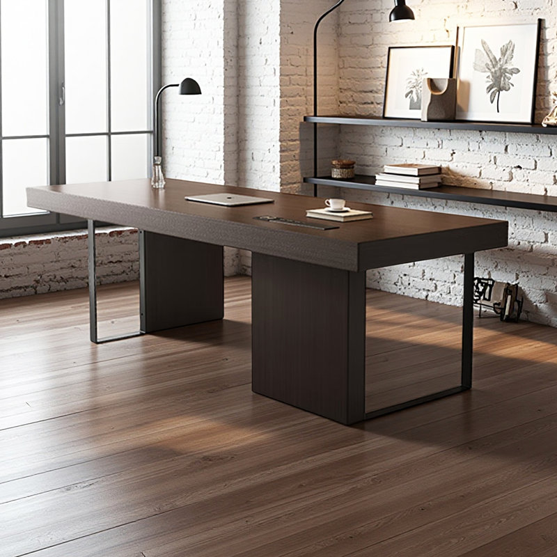 Bureau de luxe en pierre frittée clair, H 29,53 po x l 70,87 po x P 27,56 po