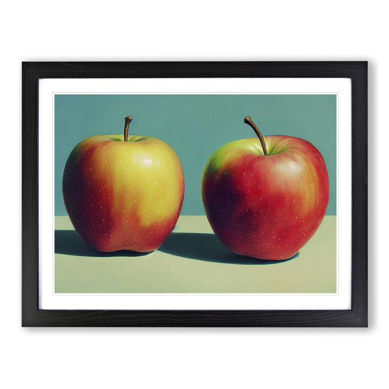 Two Apples Fruit Vol.2 - Framed Print, Black, 46cm H x 64cm W x 2cm D