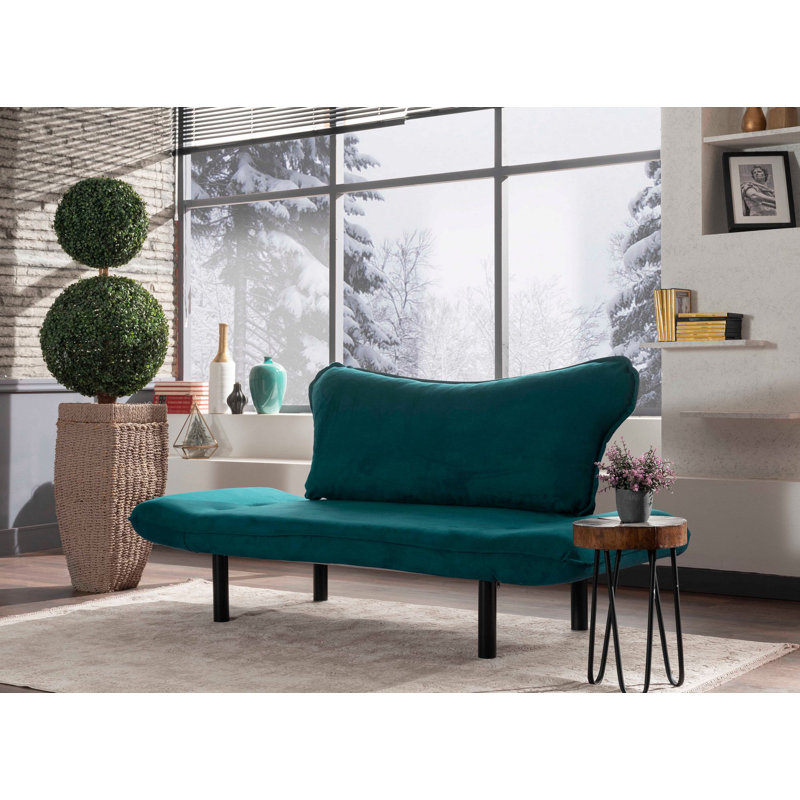 Causeuse avec accoudoirs 59 po, Microfibre bleu pétrole