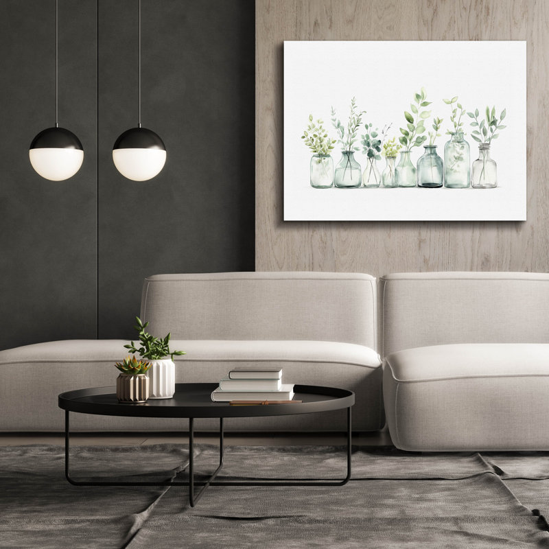 «Botanical Bottles» par Svetlana Aleynikova, art mural sur toile, H 40 po x l 54 po