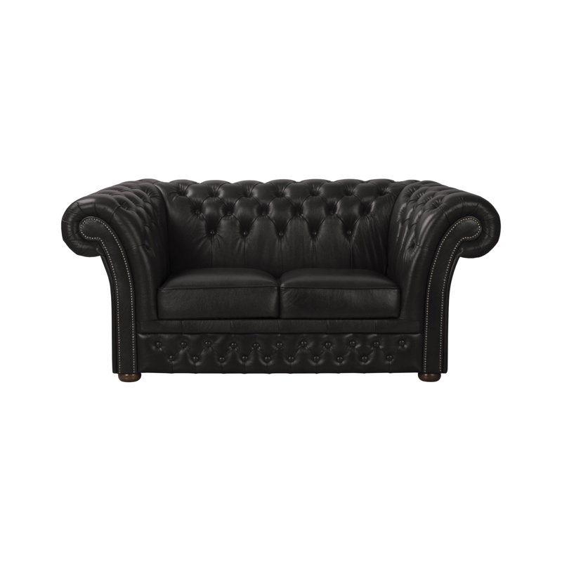 Tamico 2 Seater Genuine Leather Loveseat, Black
