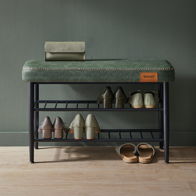 8 Pair Shoe Storage Bench, Forest Green
