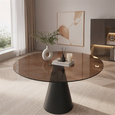 35-Inch Round Glass Dining Table