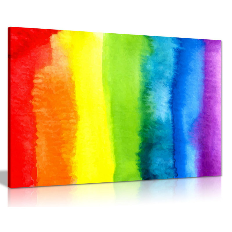 Abstract Watercolour Rainbow - Wrapped Canvas Painting, 46cm H x 31cm W