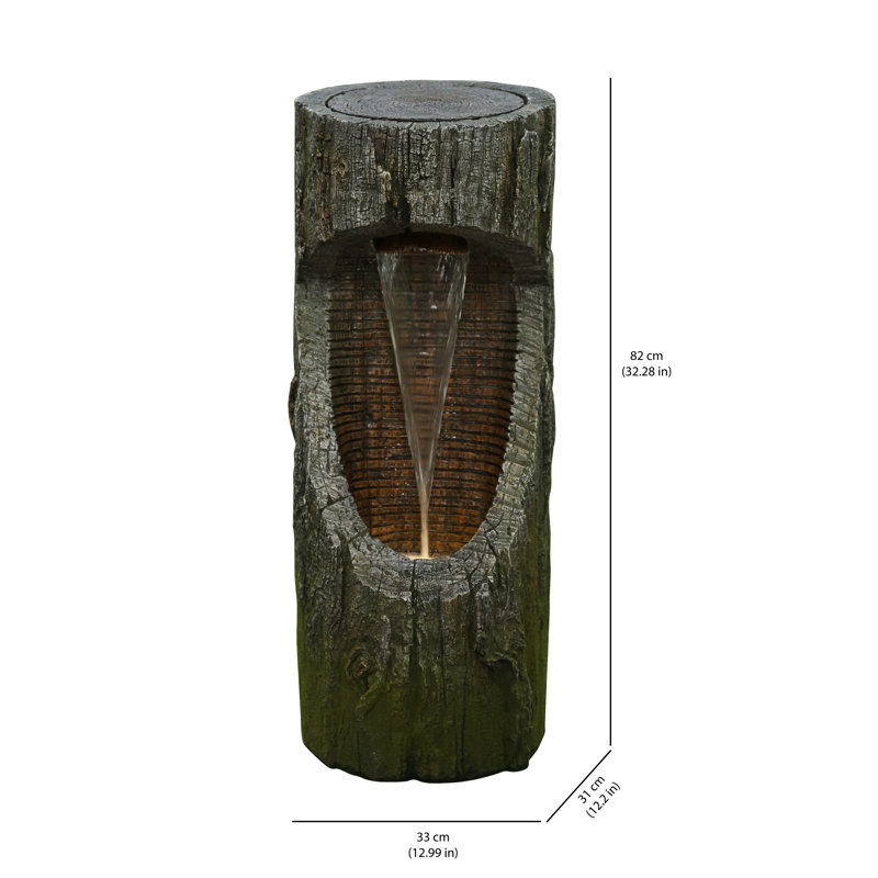 Fontaine à bûches en résine avec lumière DEL