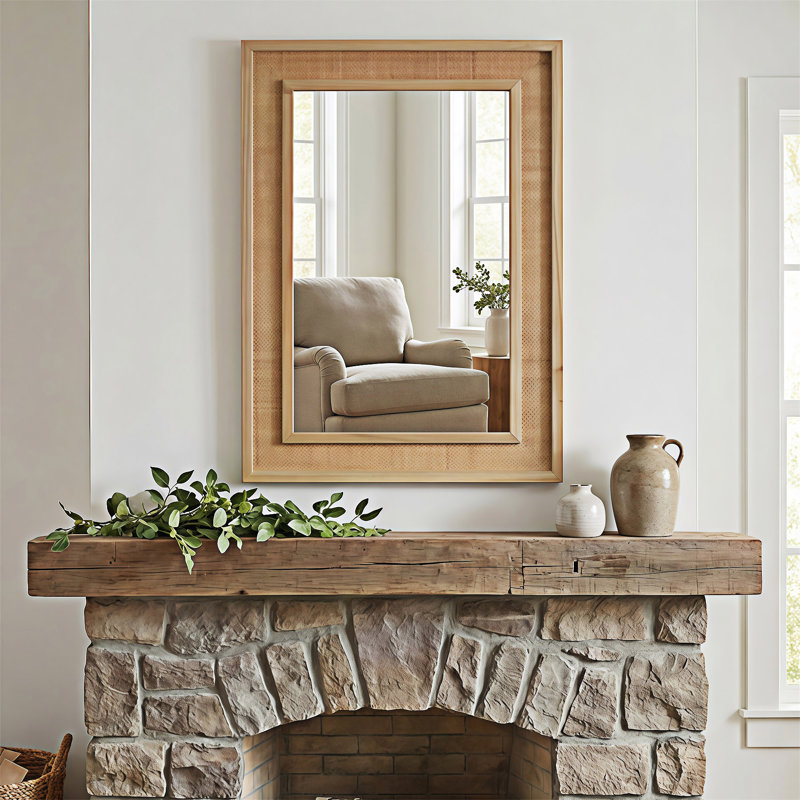 Miroir décoratif rectangulaire, 30,01 po x 20,01 po, Bois naturel