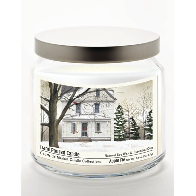 White Christmas 14 oz Candle Glass Jar with Brushed Silver Metal Lid