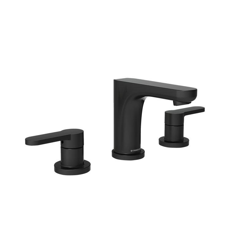 Identity Widespread Two Handle Bathroom Faucet with Push Pop Drain, Matte Black