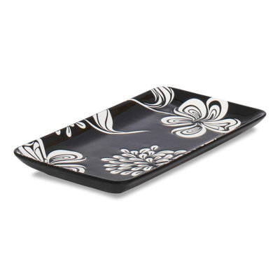 Assiette rectangulaire en porcelaine Jardin 8,5 po x 4,5 po