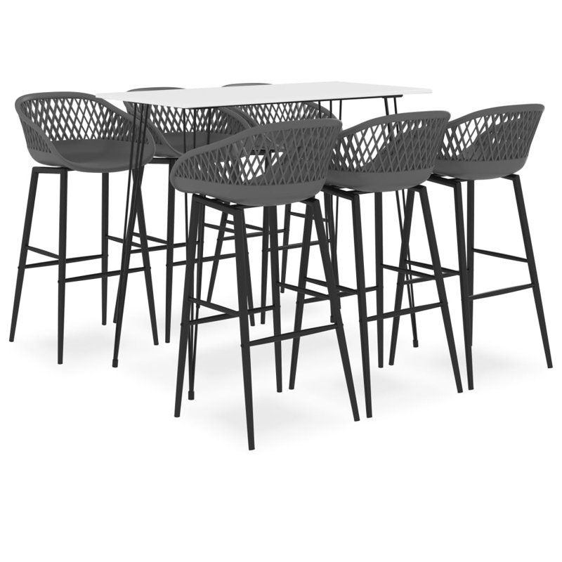 Ackles 6 - Person Dining Set, White, Grey/Black