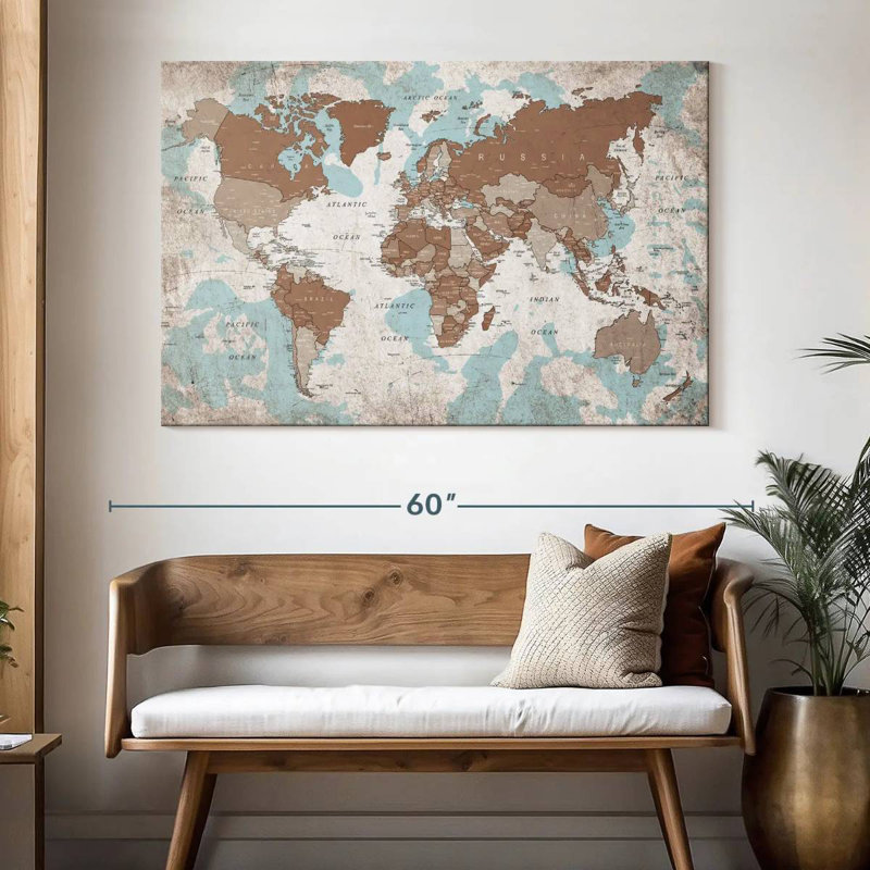Keiri Geographic World Map VI, 34" H x 51" W