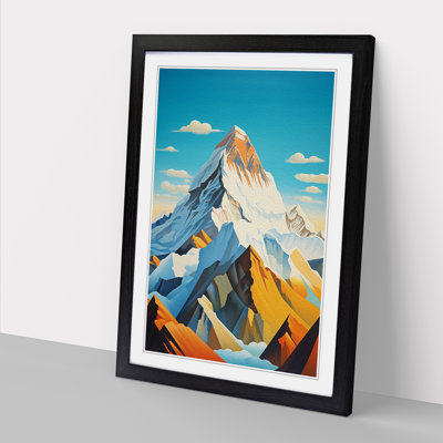 Mount Everest Art Deco - Single Picture Frame Print on Wood