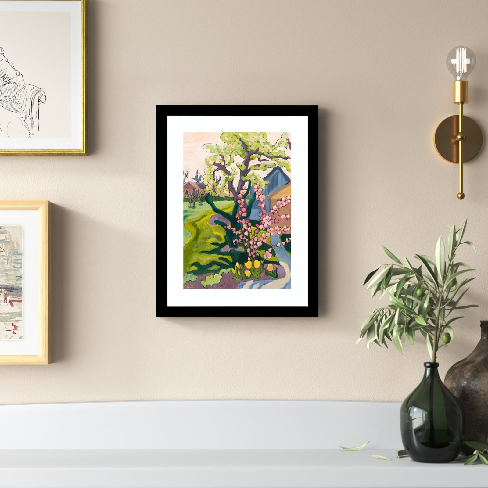 Garden in Dusk Light Print, 17" H x 13" W x 1" D, Black