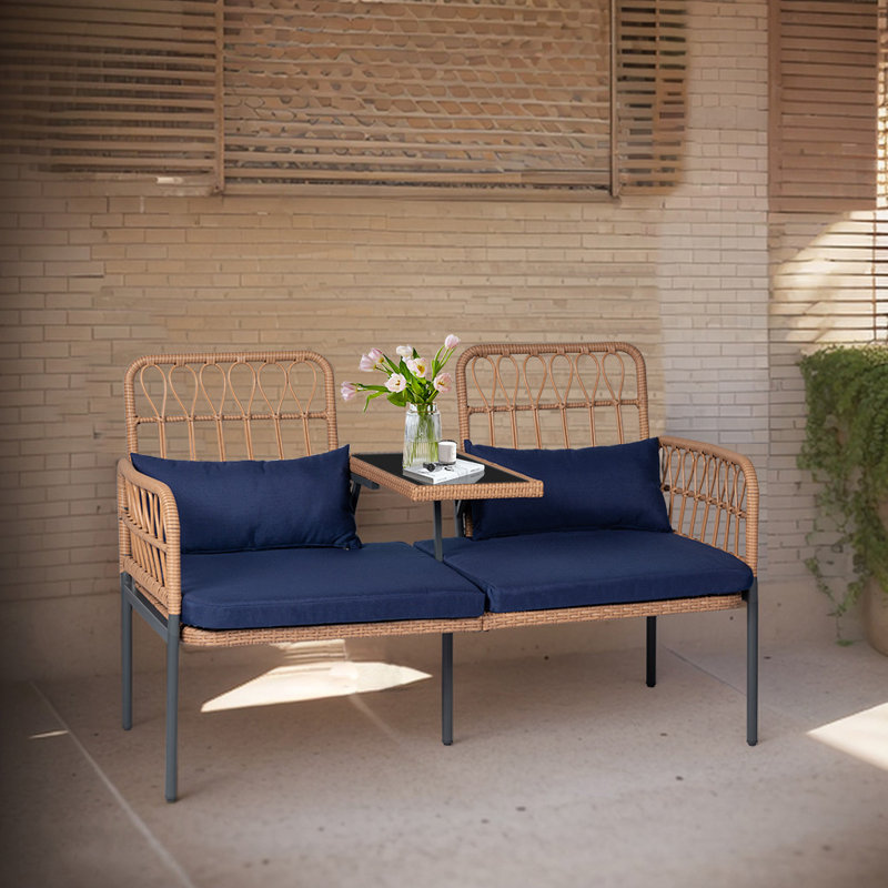 Usan 54'' Wide Straight Loveseat with Cushions, Blue