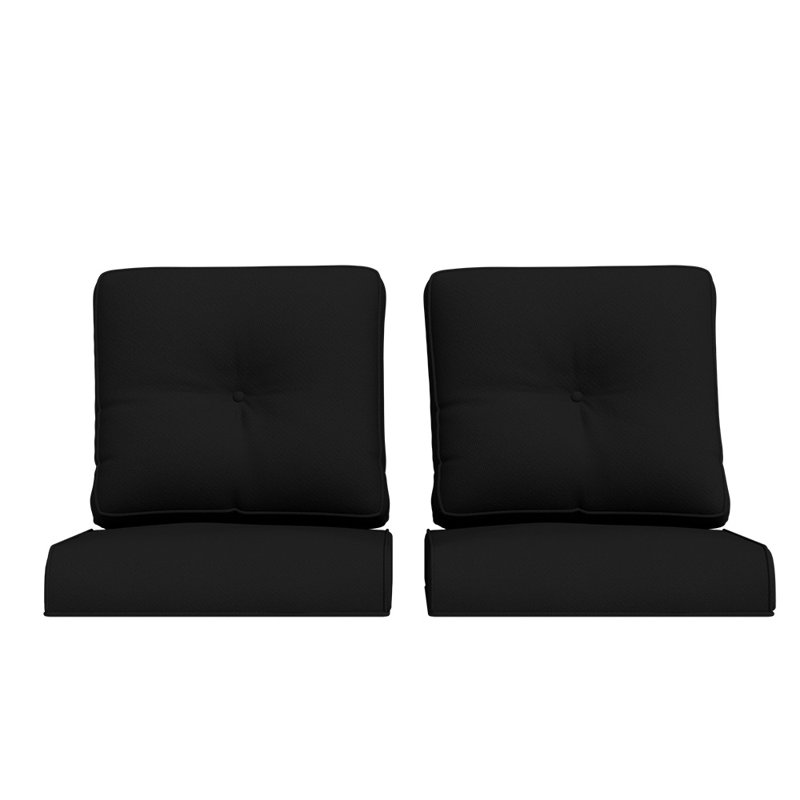 Outdoor Deep Seating Cushion With Olefin Fabric（Set of 2）, Black