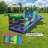 POP JUMP Tropical 28' Inflatable Obstacle Course with Slide, Wet/Dry Backyard Race Course with Blower
