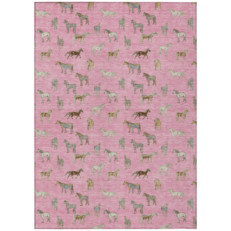 Machine Washable Indoor/Outdoor Chantille ACN2521 Animal Rug, Blush, Rectangle 5' x 7'6"