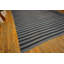 Grand tapis tissé à plat à rayures bleues Dhurrie