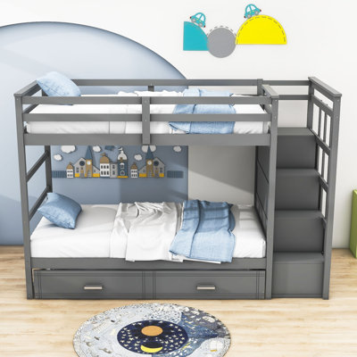 Goeman Kids Twin Over Twin Bunk Bed with Trundle with Drawers