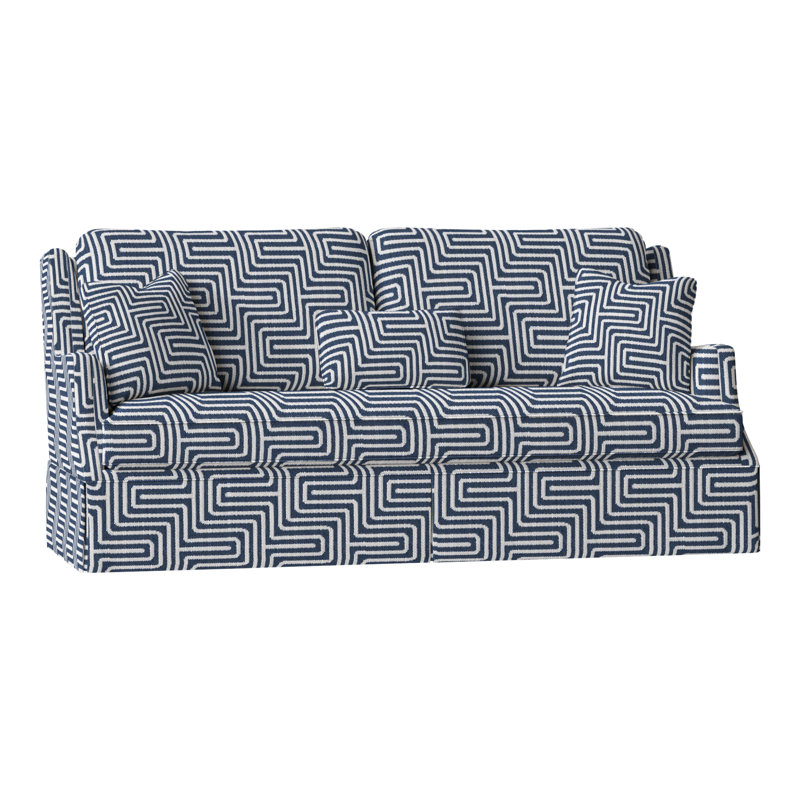Savannah 87.5" Chenille Round Arm Sofa with Reversible Cushions, Perigold Key Figure Indigo