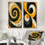 Ensemble de 2 pièces d'art jaune et noir en spirale «Spiraling Opulence I»-9334639-9334640