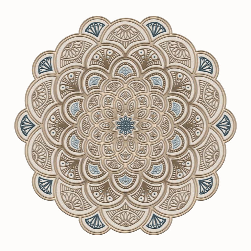 Washable Floral Indoor Rug, Novelty 5'3" x 5'3"