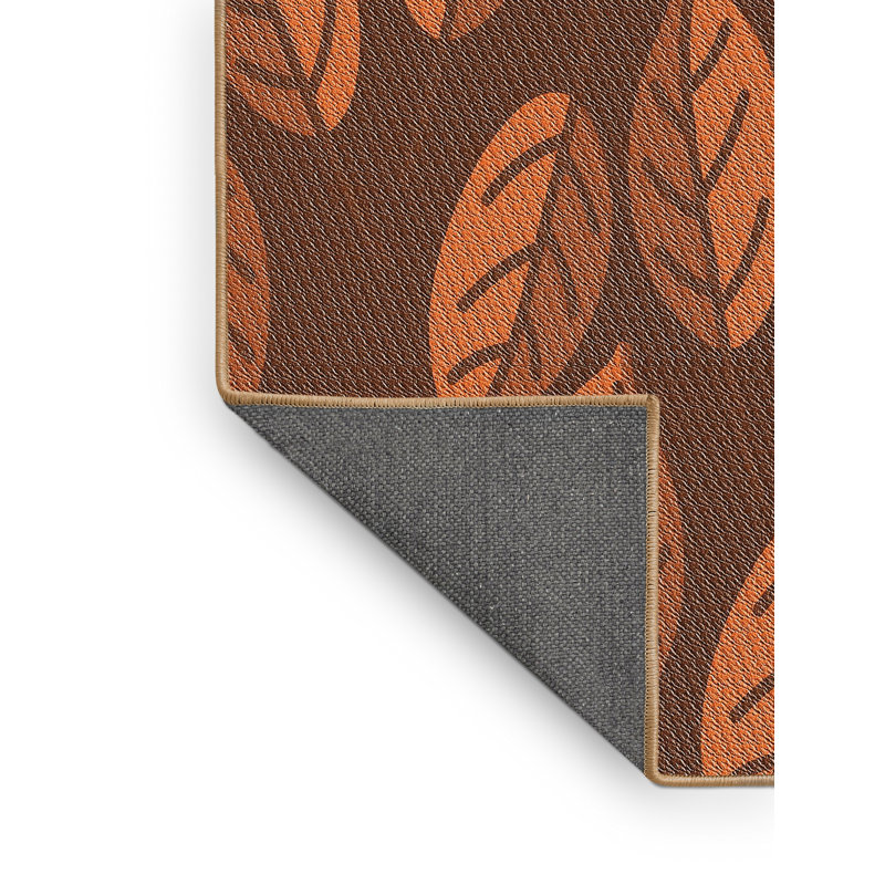 Tapis orange/brun métier tissée à la machine, Tapis de couloir 2 pi x 5 pi