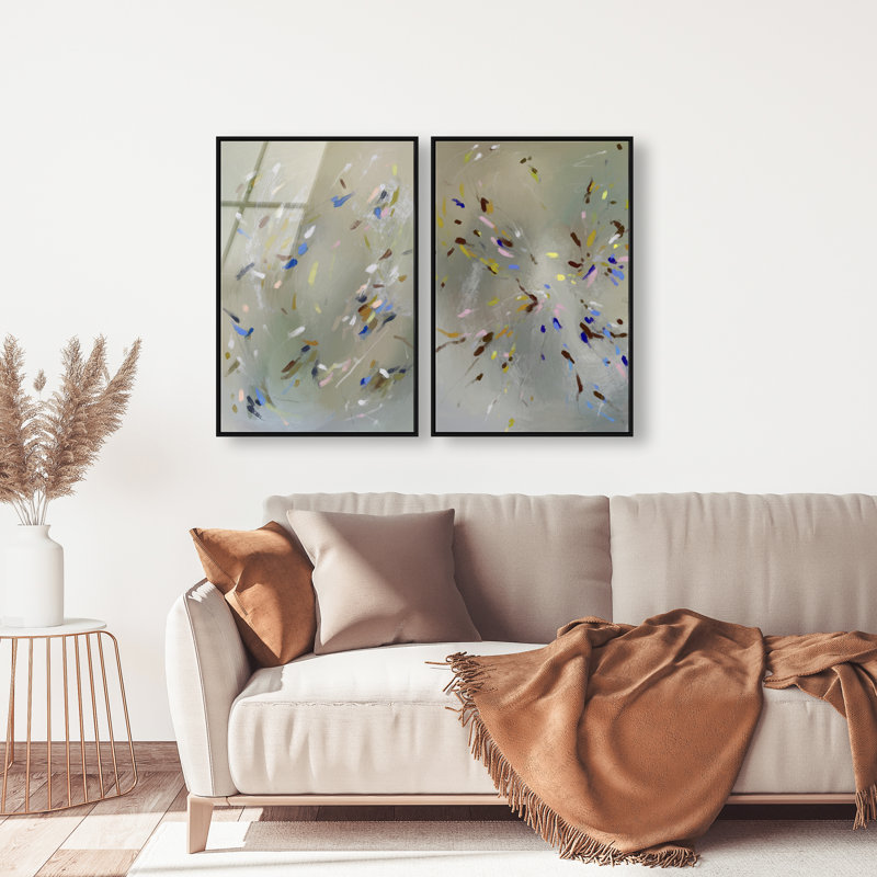 Spontaneous Traces Set Set by Oliver Gal, 32"H x 22"W, Black Floater Frame