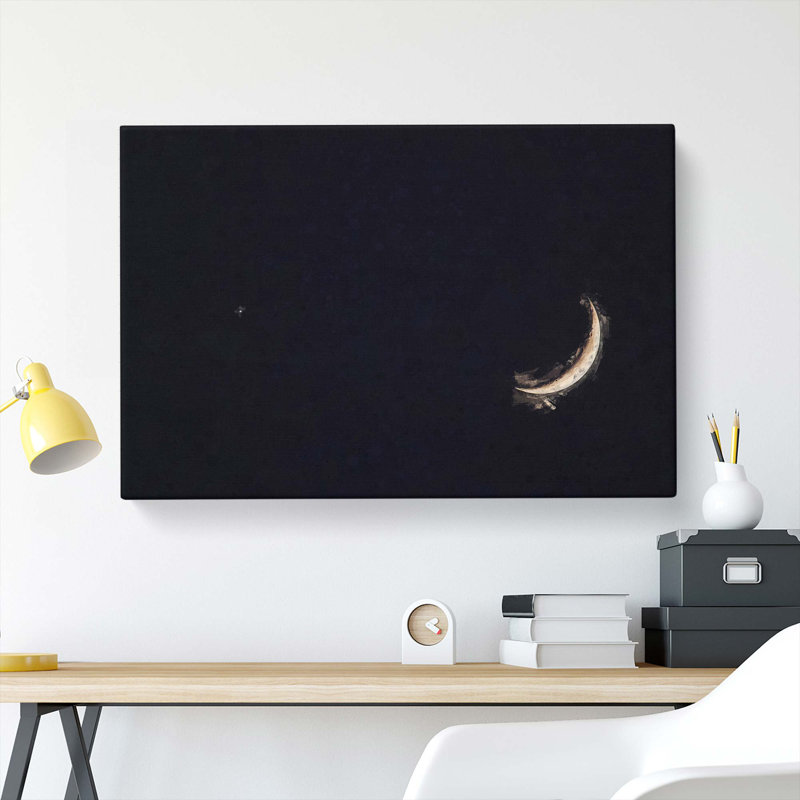 Crescent Moon & Planet Venus in Abstract - Wrapped Canvas, 40cm H x 60cm W x 3cm D