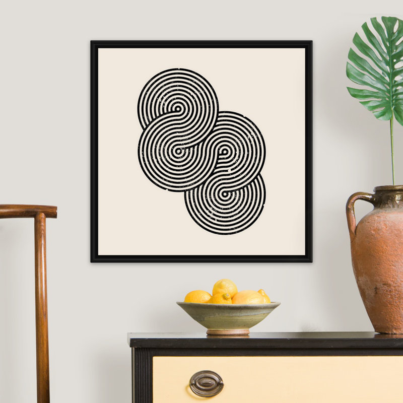 RetroGeo - Swirls II - reproduction sur toile, H 26 po x l 26 po x P 1,75 po, Cadre flottant noir