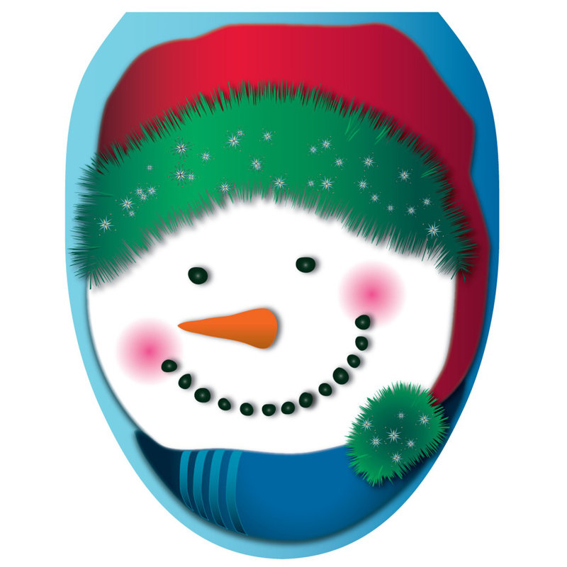 Adhésif décoratif pour siège de toilette bonhomme de neige, Allongé