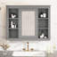 Wall Mounted Bathroom Cabinet With Mirror, 35''X27.5'', Vintage Handle, Ample Shelving, Grey Grey, Style Spacious Interior-914986371