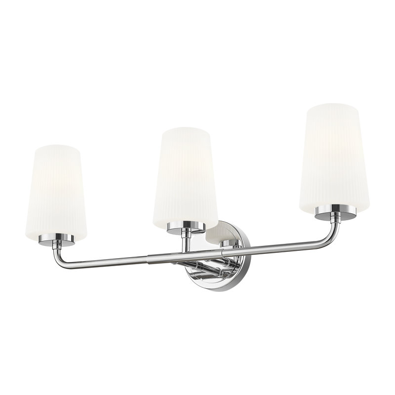 Coiffeuse Mathieson, Chrome chrome, Trois lumières, H 9,5 po x l 24 po x P 6,5 po