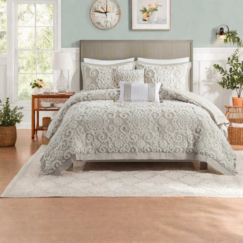 Ensembles de literie surdimensionnés en coton pour très grand confort, taupe capitonné
