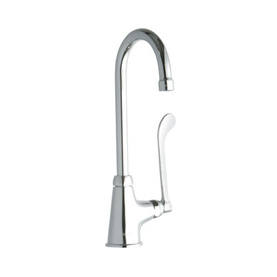Single Hole with Single Control Faucet with 5" Gooseneck Spout 6" Wristblade Handle Chrome