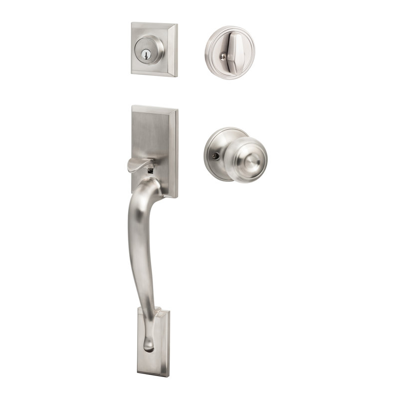 Ensemble de poignées Madison, Nickel satiné, Réversible, Bouton Juniper
