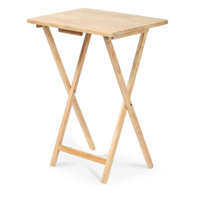 PJ Wood Folding TV Tray Tables with Compact Storage Rack