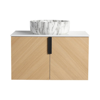Ensemble de meuble-lavabo mural avec lavabo d'art en céramique