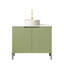 Meuble-lavabo autoportant TURIO 30 po avec lavabo rond intégré en céramique, armoire vert clair et blanche avec portes à fermeture douce et comptoir à motif pierre (robinet non inclus)