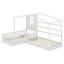Wood House Bed , 2 Solid Bed L Structure With Fence And Slatted Frame-86402996