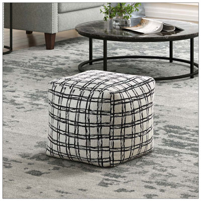 Pouf carré en jacquard avec fond antidérapant