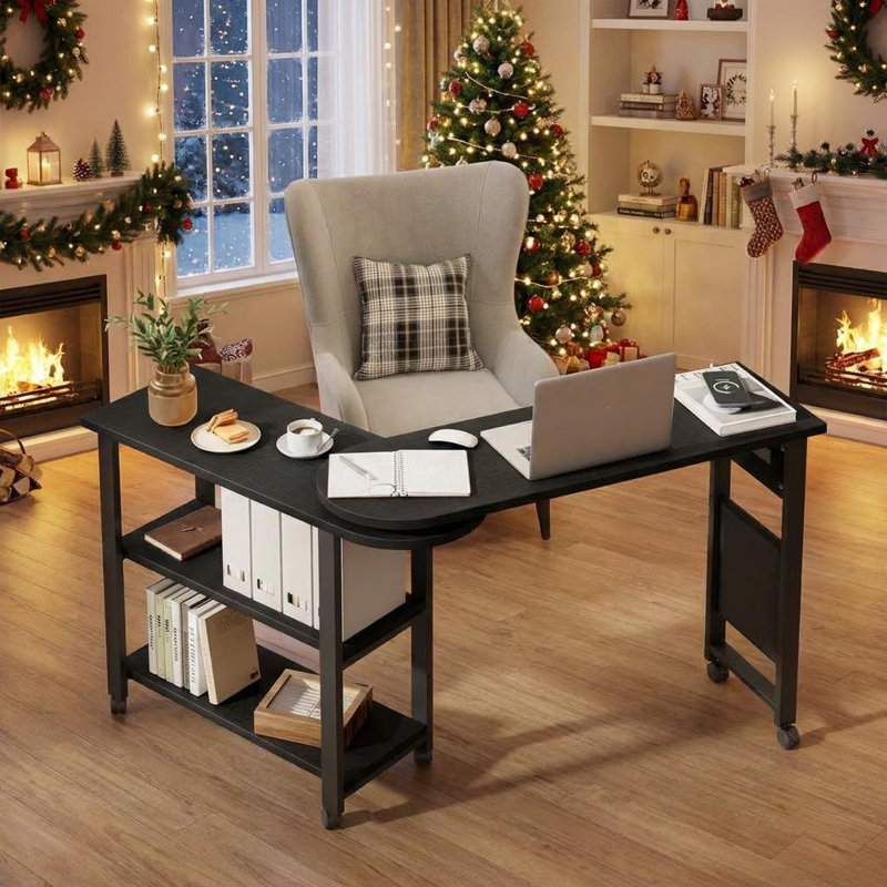Rotating End Table 360° Side Table with Charging Station Swivel Ene Table with Extra Storage Bag Movable End Table with 6 Swivel Wheels with Brakes for Bedroom Living Room.