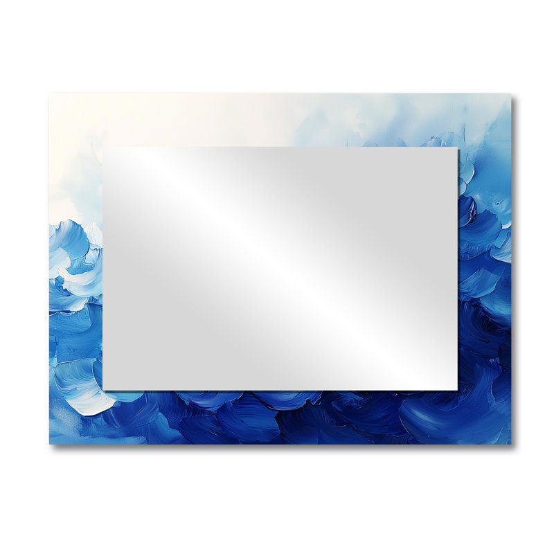 Bleu et blanc délicats pétales de fleurs II - art mural miroir fleurs - imprimé sur métal, 30" x 40"