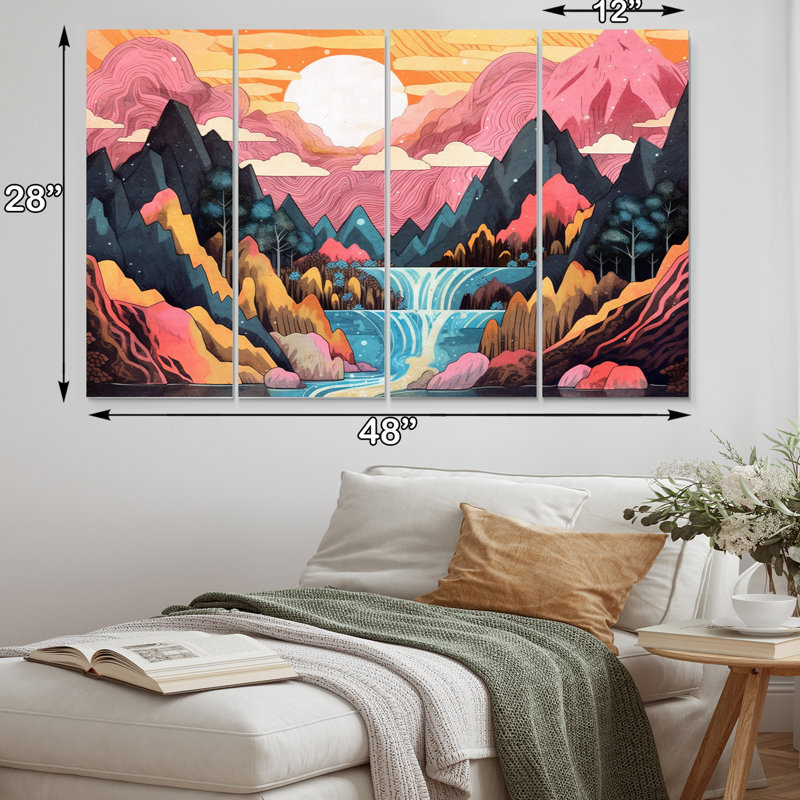 Ensemble de 4 décorations murales 4 Fiery Mountain Skies III