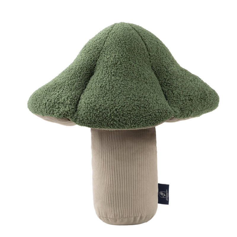 Mushroom Shaped Throw Pillow, Teddy Fleece Decorative Cushion, 16"*14", Light Green