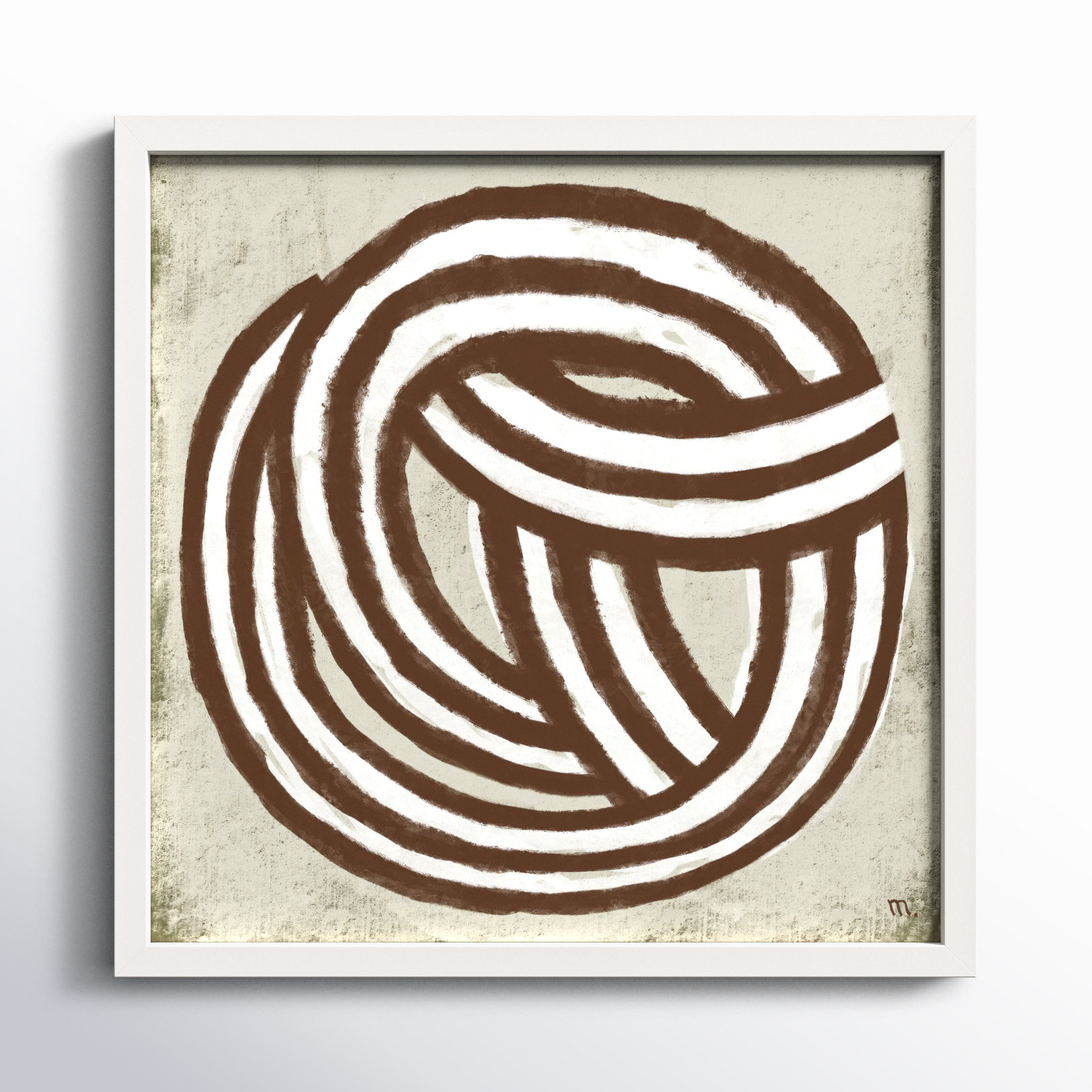 Knotting Painting, 16" H x 16" W x 1.25" D, White Framed