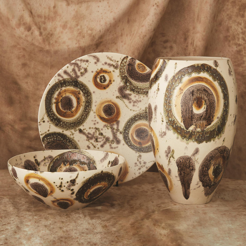Handcrafted Earthtone Ceramic Bowl with Stand